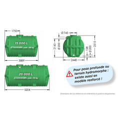 ECObase rainwater recovery tank with filter from 15 to 75m3