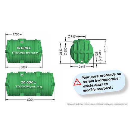 ECObase rainwater recovery tank with filter from 15 to 75m3