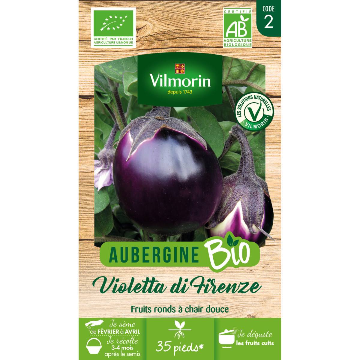 Sachet de graines Aubergine Violette de Florence BIO