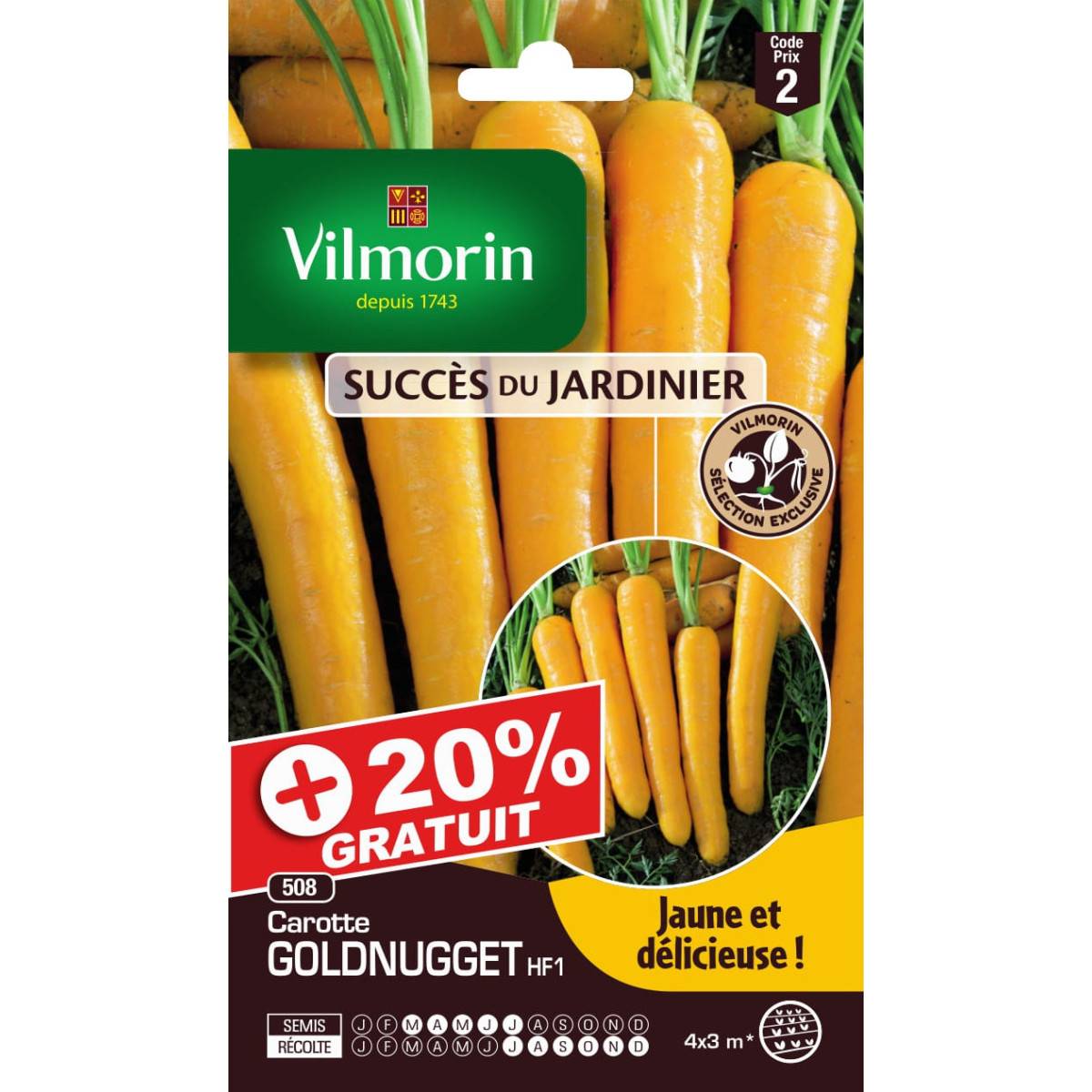 Sachets graines carottes Goldnugget HF1