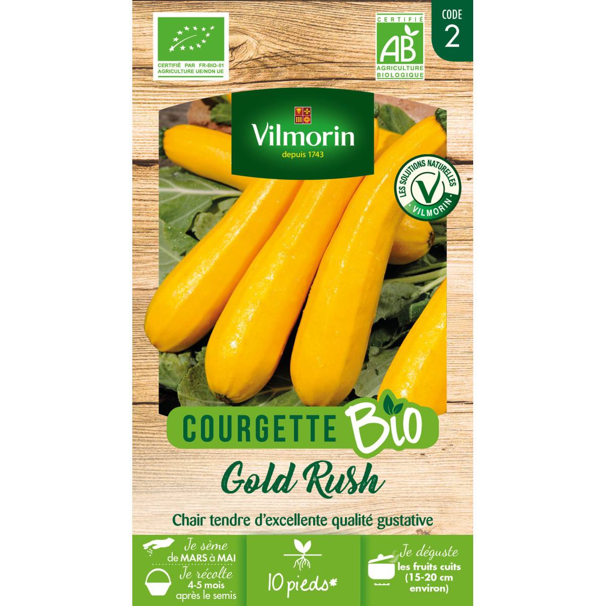 Sachet graines Courgette Jaune Gold Rush BIO