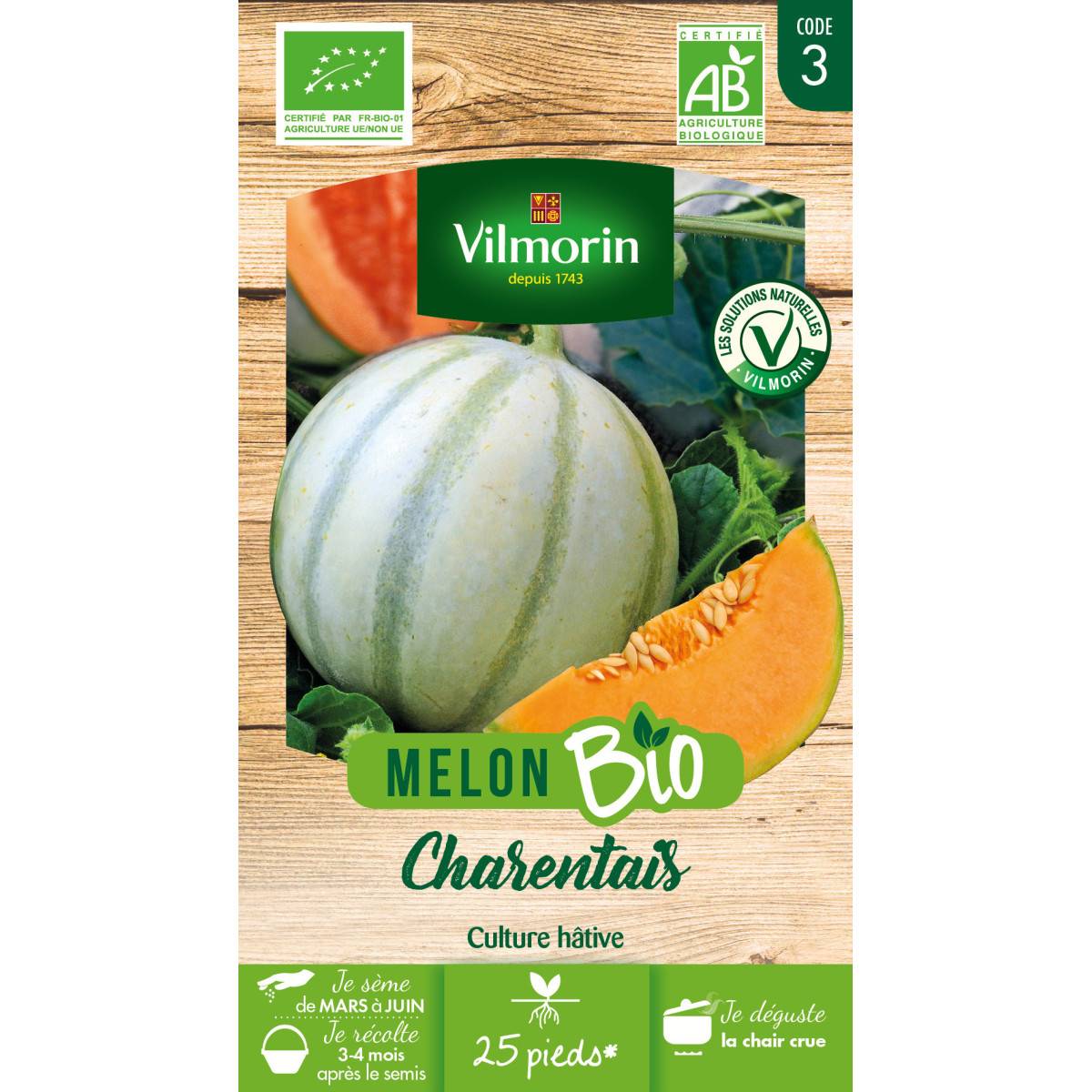 Sachet graines Melon Charentais BIO