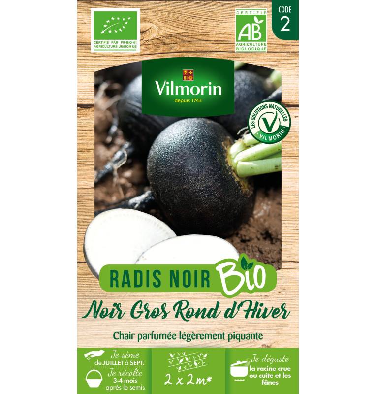 sachet graines Radis Noir Gros Rond d'hiver BIO