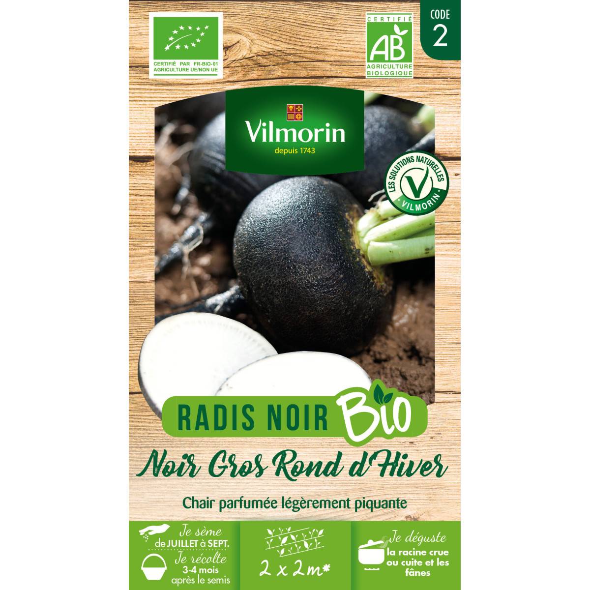 sachet graines Radis Noir Gros Rond d'hiver BIO