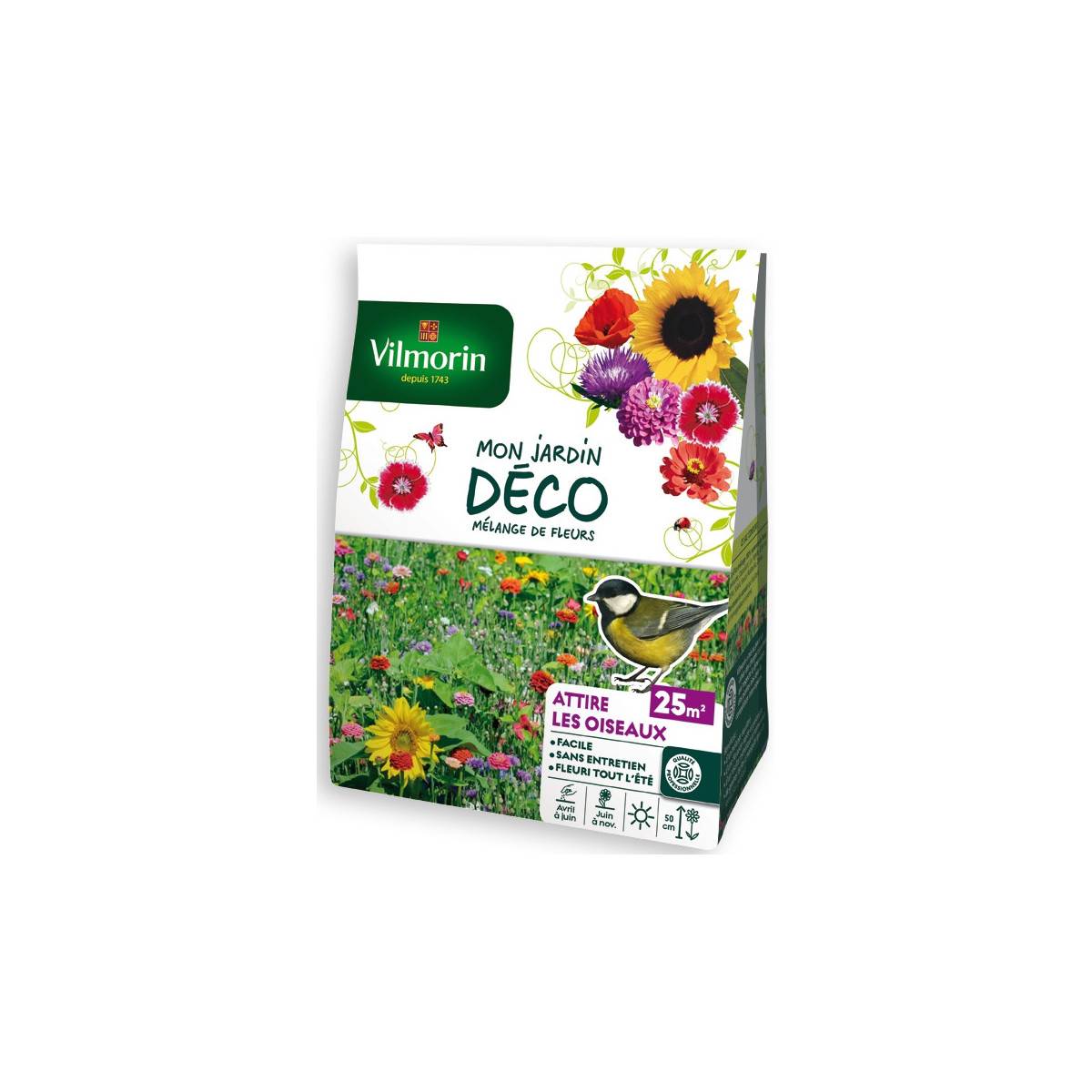 Sachet graines Mélange de fleurs Attire les Oiseaux 25m2