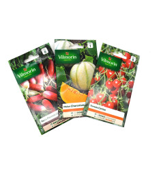 Pack fraicheur de 3 sachet de graines - Tomate cerise - Melon Charentais - Radis Pernot