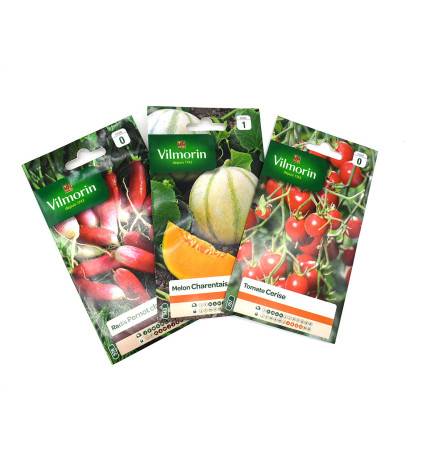 Pack fraicheur de 3 sachet de graines - Tomate cerise - Melon Charentais - Radis Pernot