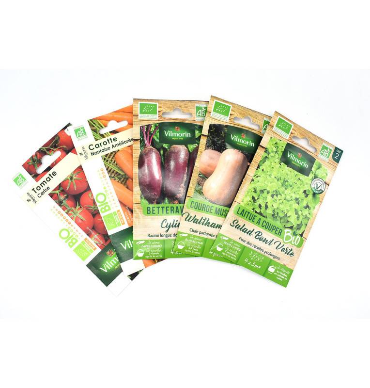 Pack de 5 sachets de graines potagères BIO