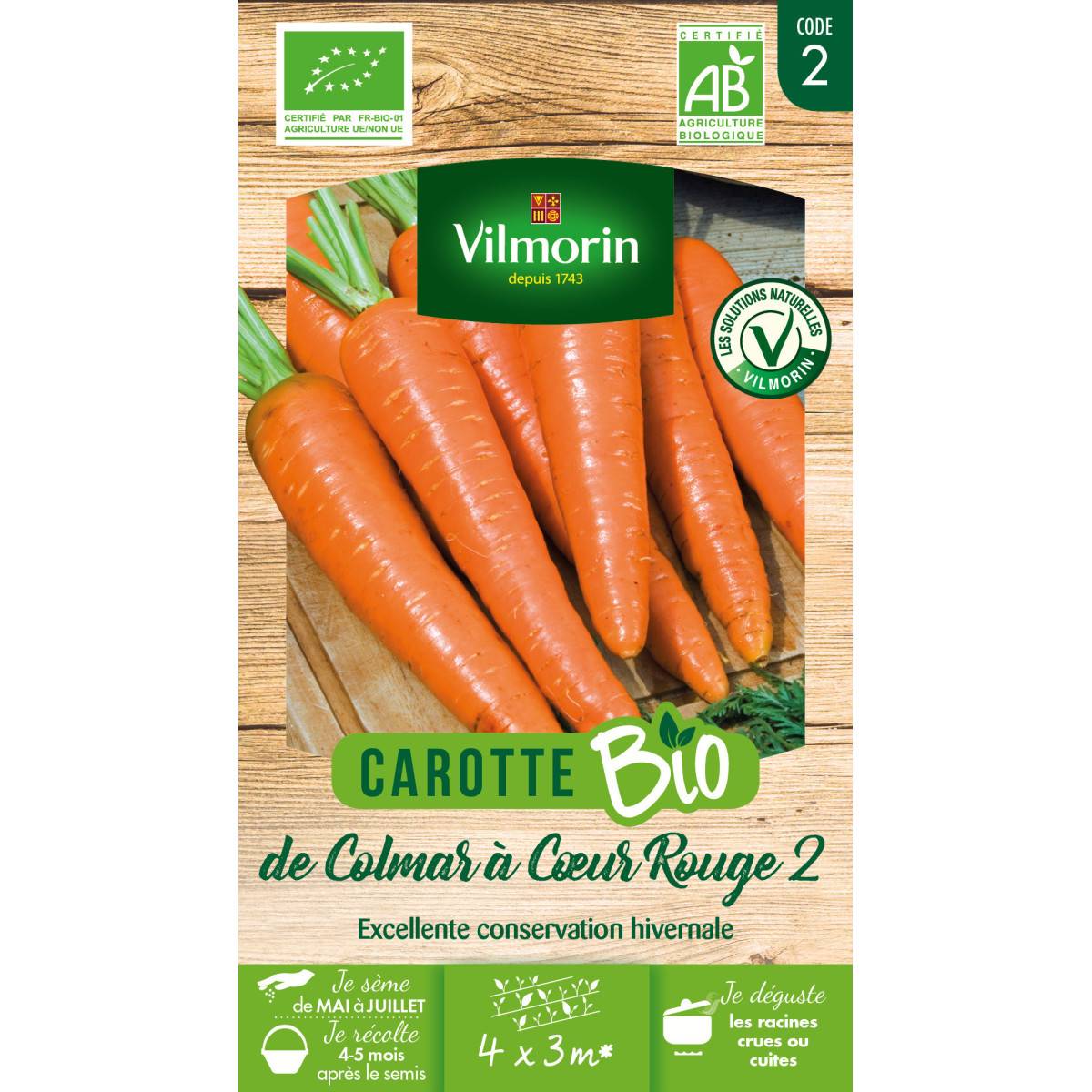 Sachet graines Carotte de Colma à coeur rouge 2 - BIO