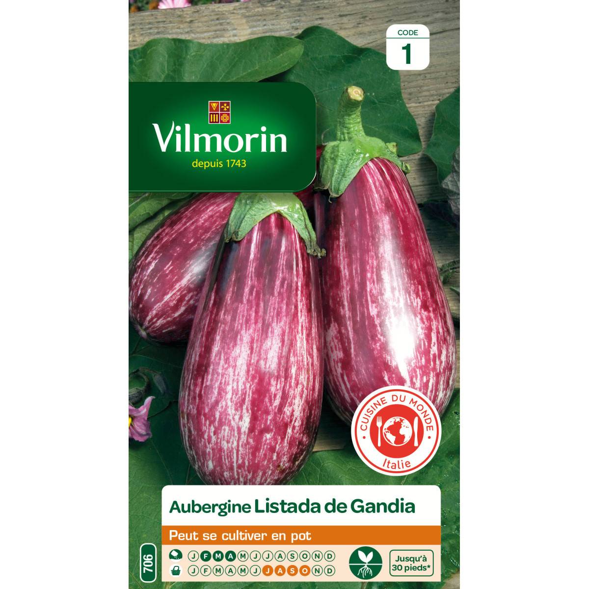 Sachet graines Aubergine Listada de Gandia