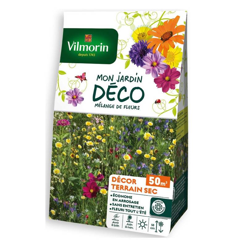 Sachet graines Mélange de fleurs Décor Terrain Sec 50m2