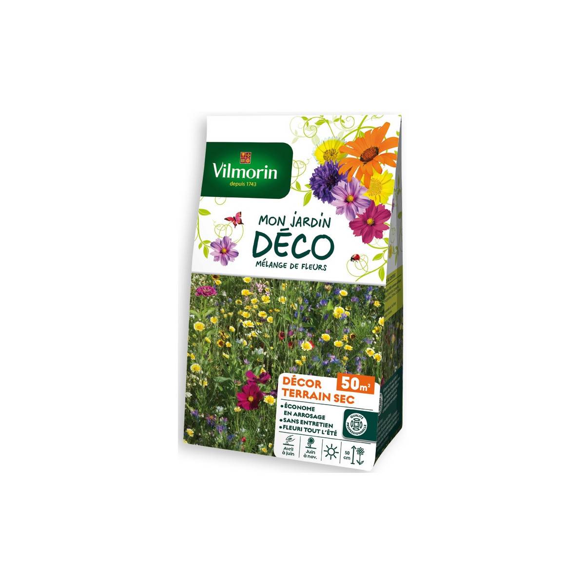 Sachet graines Mélange de fleurs Décor Terrain Sec 50m2