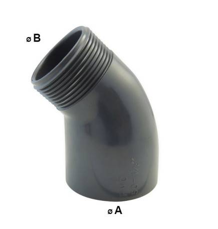 45 ° female male / male PVC joint and screw bend