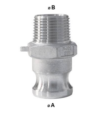 Male camlock coupling - male stainless steel threaded end - Type F