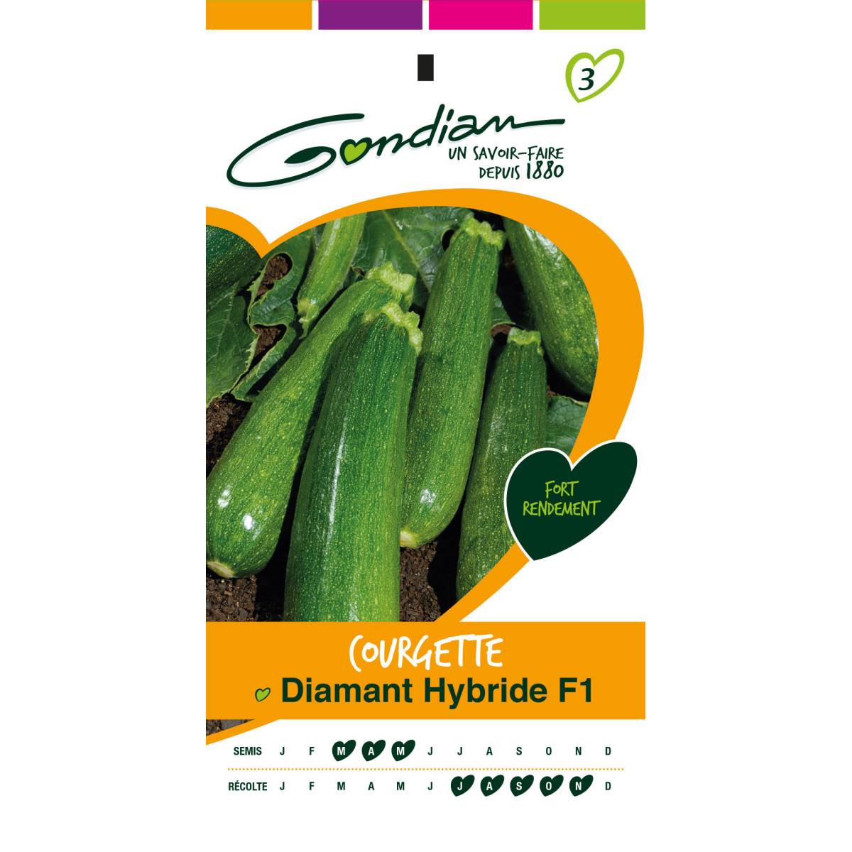 Sachet graines Courgette Diamant HF1 Gondian