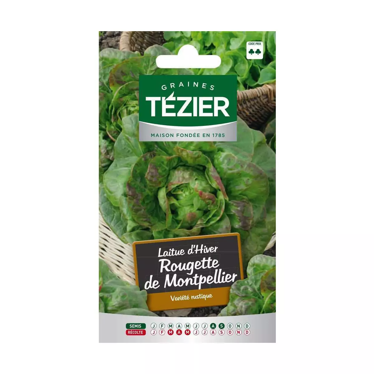 semillas de lechuga Rougette bolsa de Montpellier