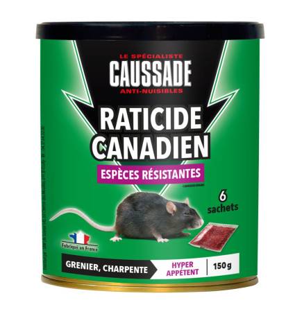 Raticide canadien - Espèces résistantes , boite de 150rgs ( 6 x 25grs)