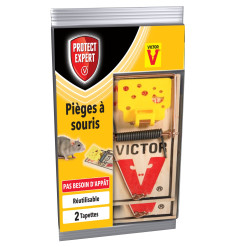 Pièges à souris - 2 tapettes Bois préappâtées