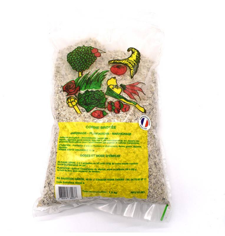 Sac d'engrais de cornes broyées en copeaux , poids 1.5kg