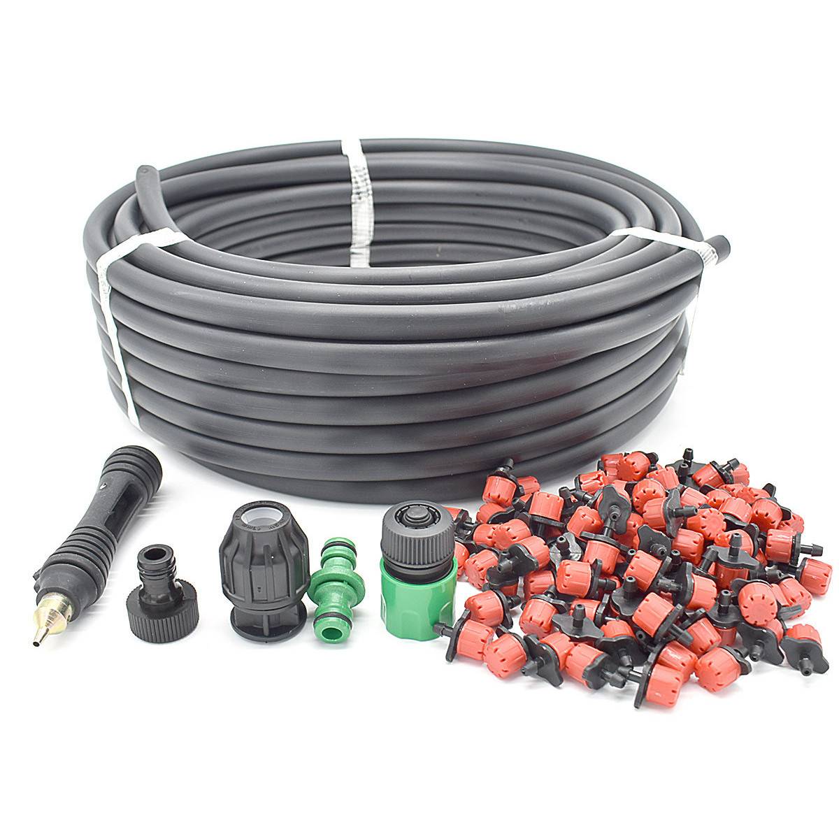 Kit de micro-irrigation avec tuyau, goutteurs et raccords