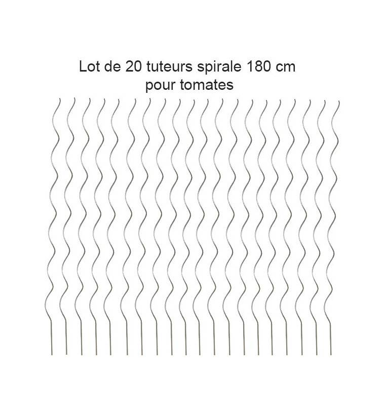 Lot de 10 Tuteurs spirale 180cm pour plants de tomates en acier galvanisé