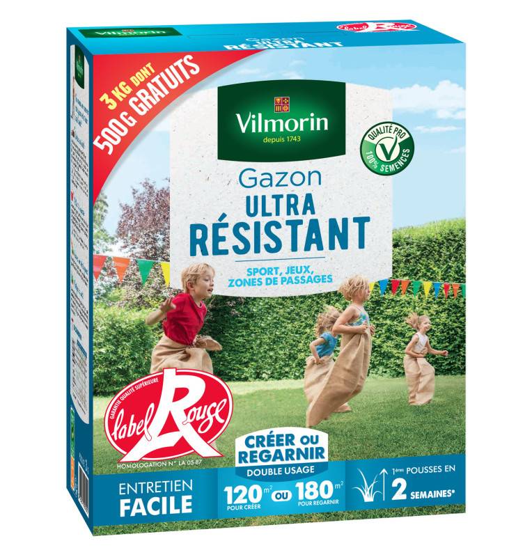 Gazon ultra résistant - Boite de 3 kgs dont 500g GRATUIT