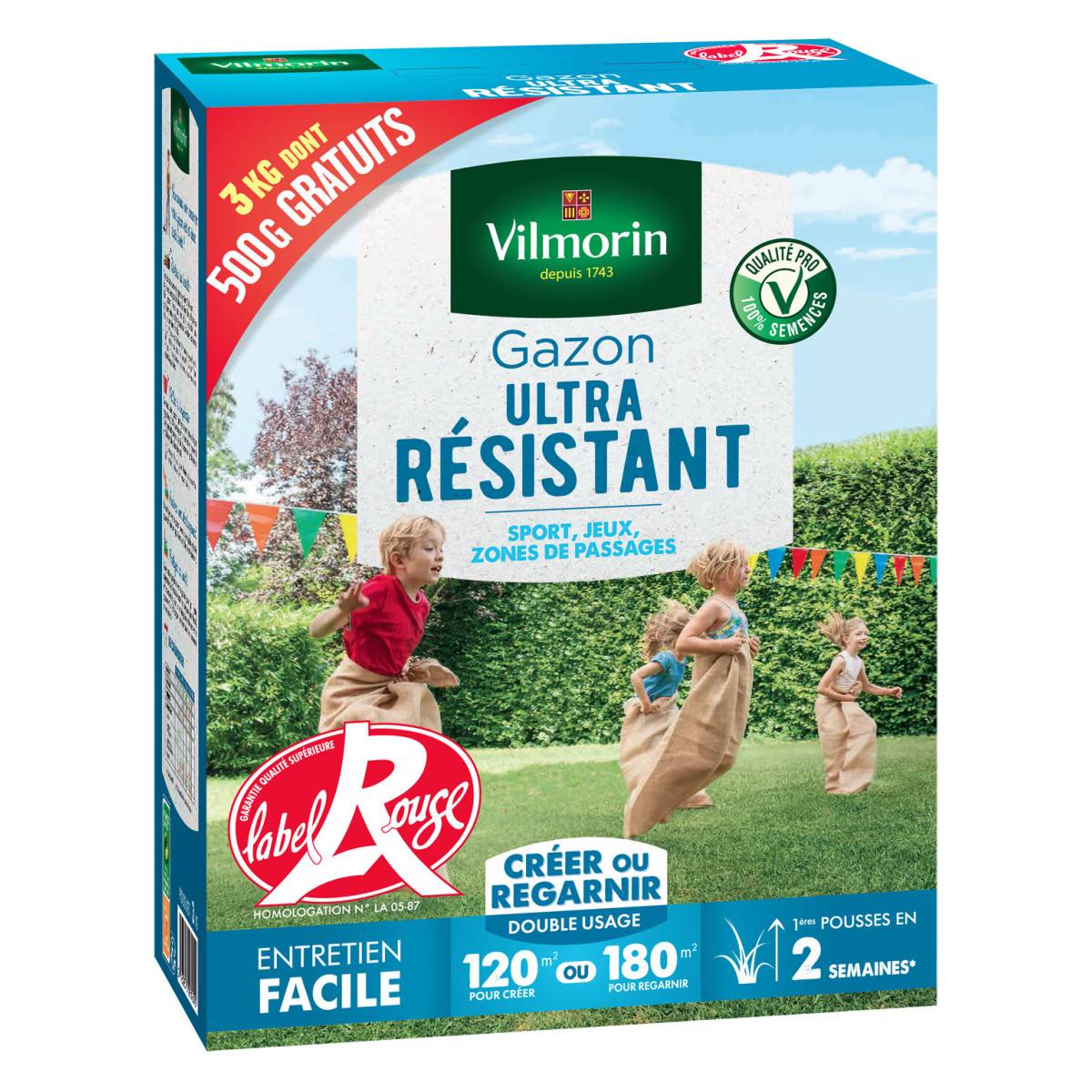 Gazon ultra résistant - Boite de 3 kgs dont 500g GRATUIT