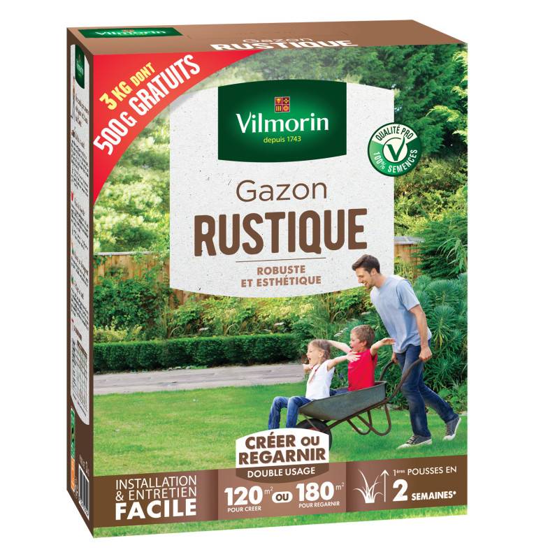 Gazon rustique - Boite de 3 kgs dont 500grs GRATUIT