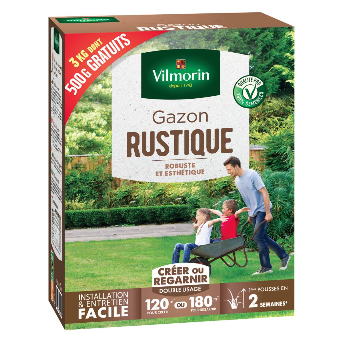 Gazon rustique - Boite de 3 kgs dont 500grs GRATUIT