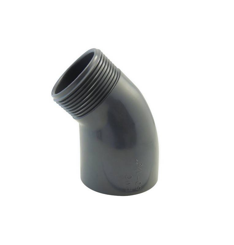 45 ° female male / male PVC joint and screw bend