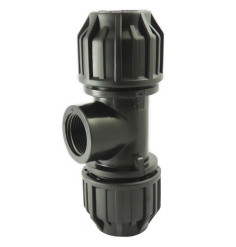 Compression fitting 90 ° tee with tapped bypass