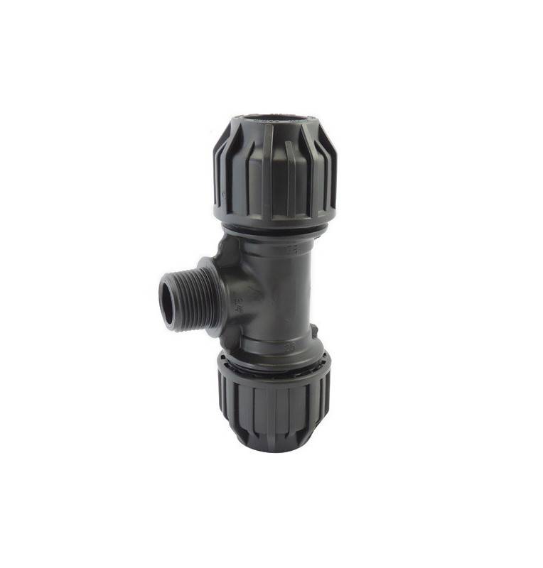 Compression fitting Tee 90 ° with threaded male bypass