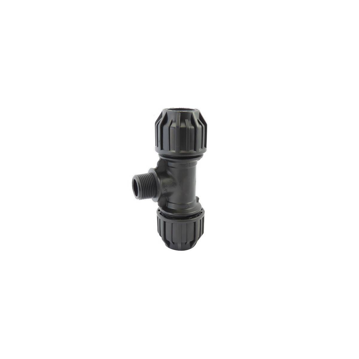 Compression fitting Tee 90 ° with threaded male bypass