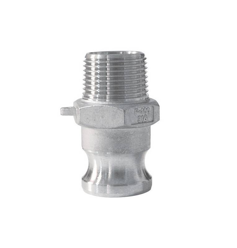 Male camlock coupling - male stainless steel threaded end - Type F