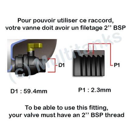 Raccord femelle 2'' BSP - male 1''1/4 BSP