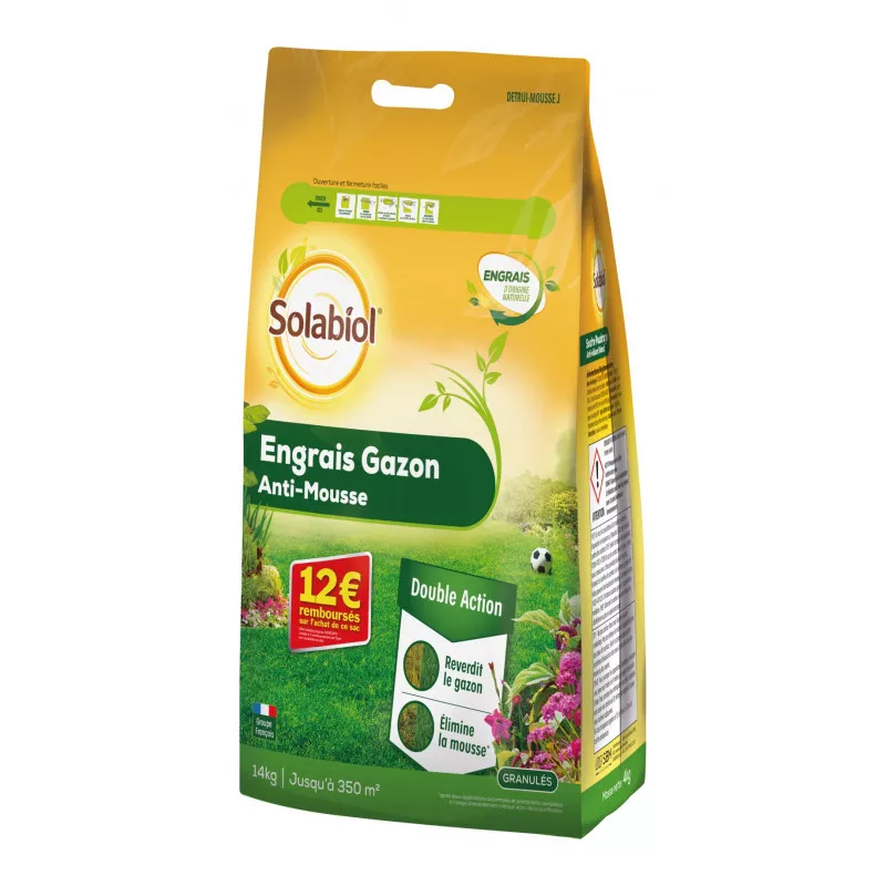 Engrais gazon Anti Mousse, sac de 14 kgs