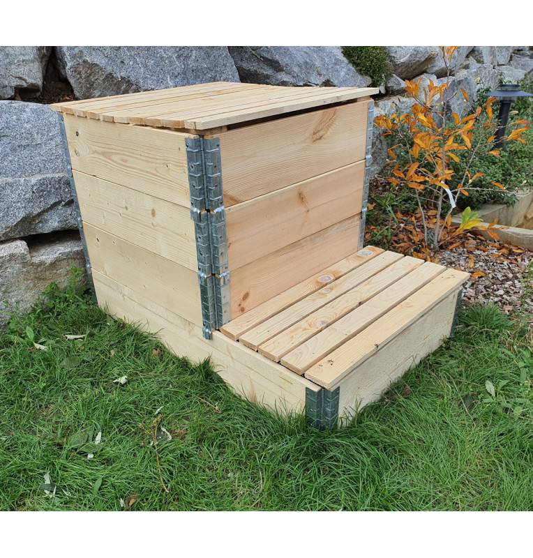 Composteur en bois naturel de 570 litres