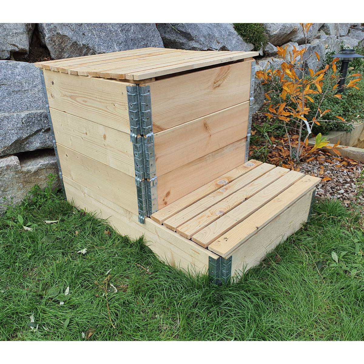 Composteur en bois naturel de 570 litres