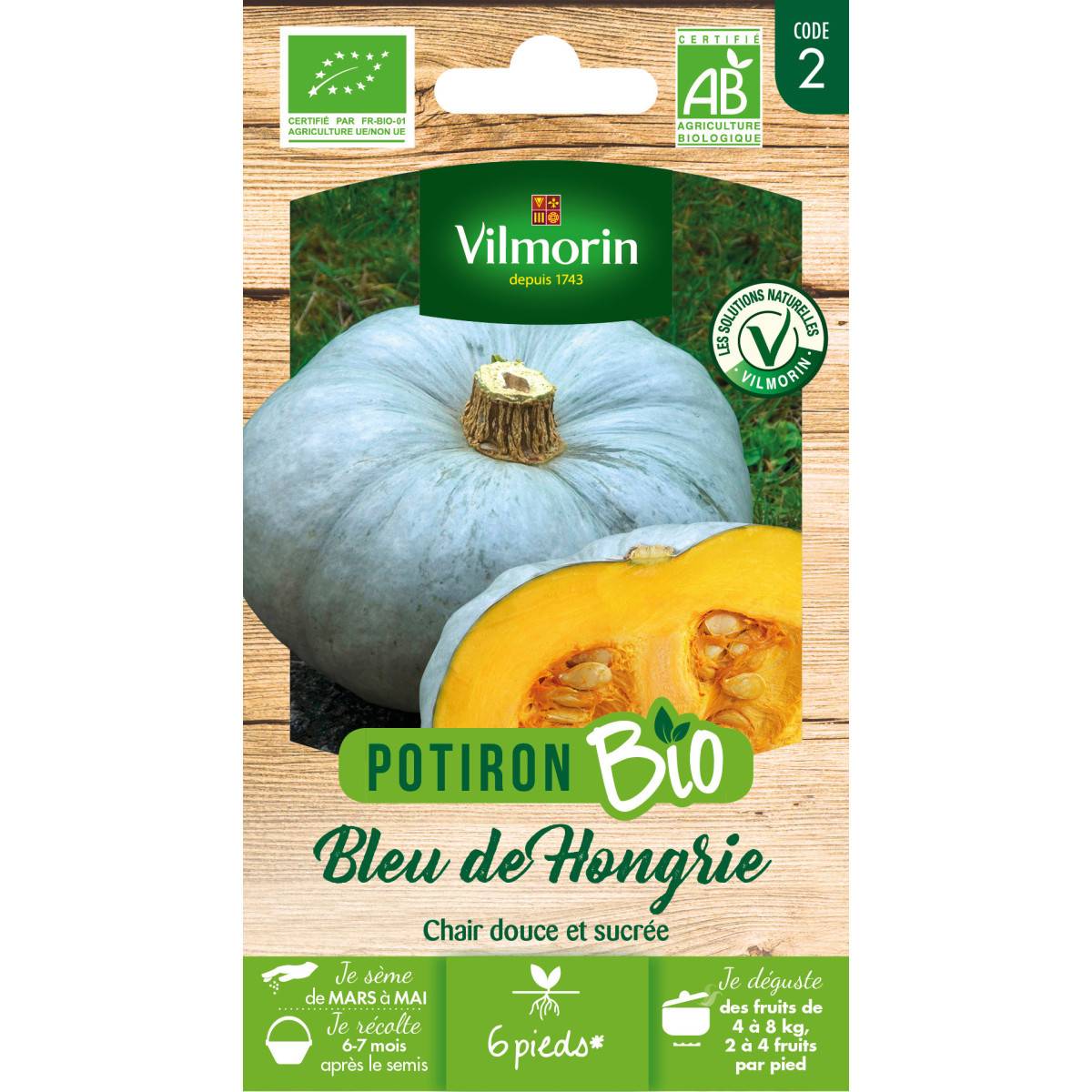 Sachet de graines Potiron Bleu de Hongrie BIO