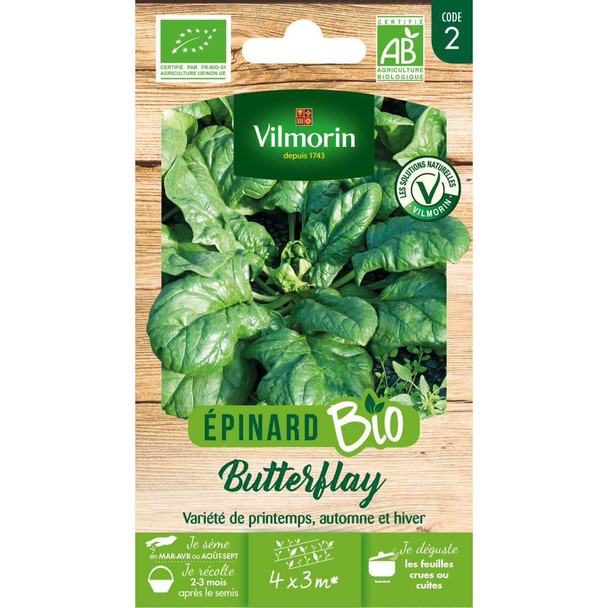 Sachet de graines Epinard Butterflay BIO