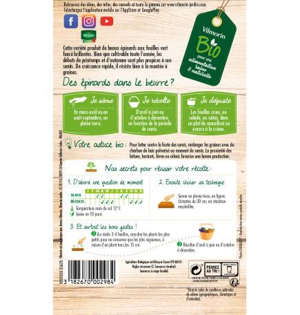 Sachet de graines Epinard Butterflay BIO