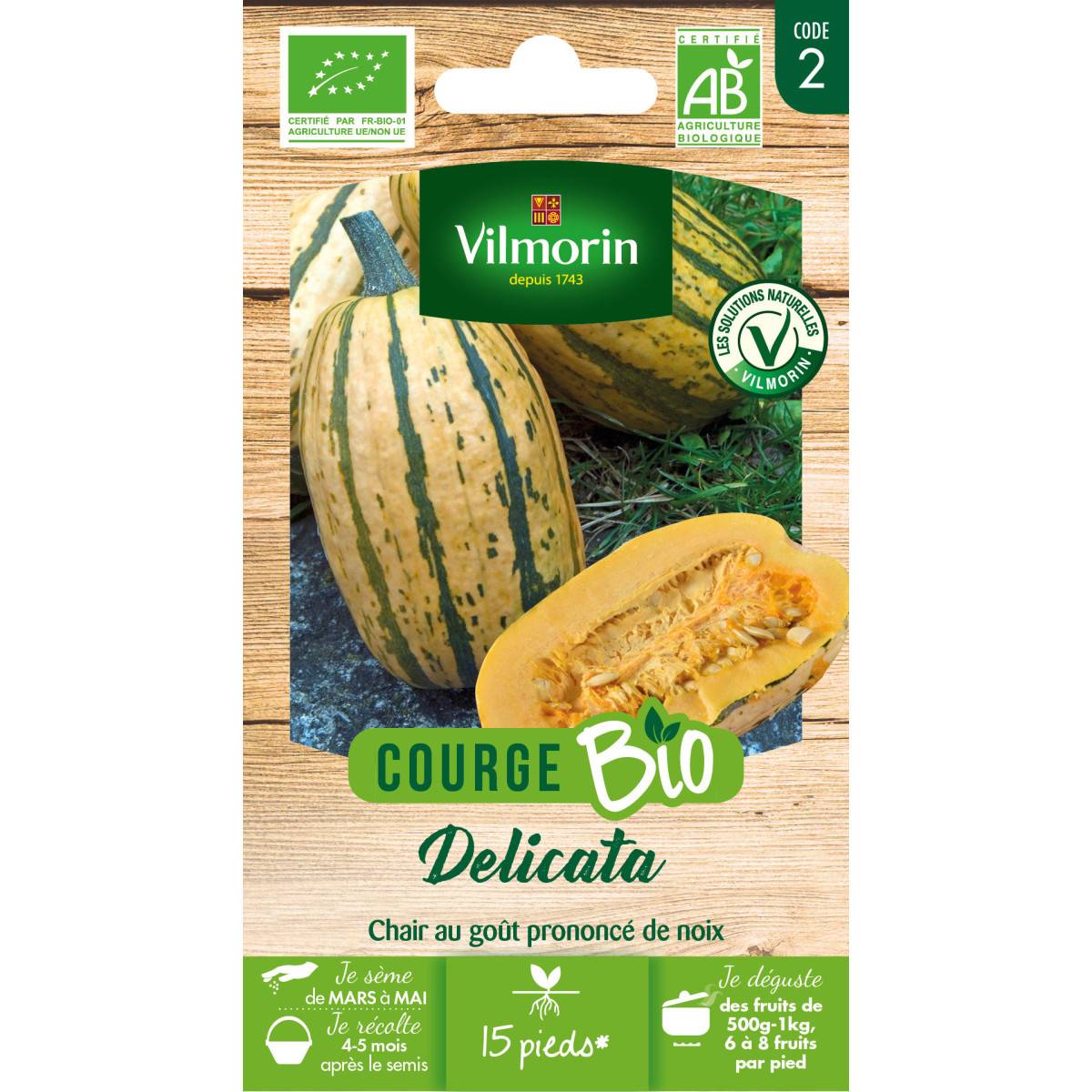 Sachet de graines Courge Delicata BIO