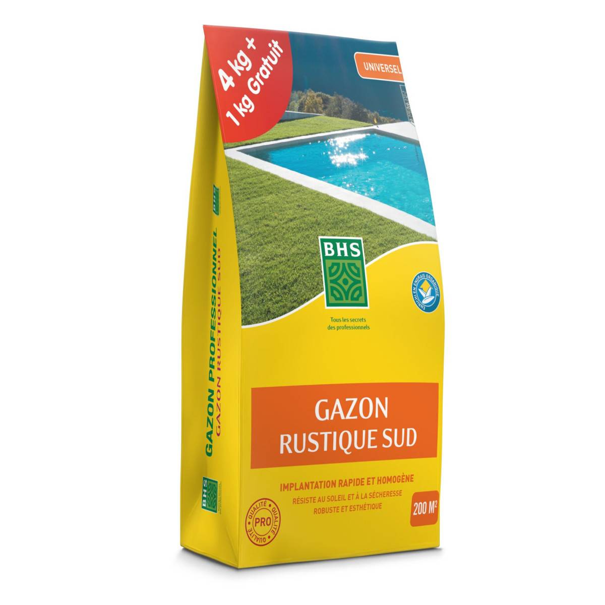 Gazon Rustique Sud BHS, sac de 5 kilos dont 1 gratuit