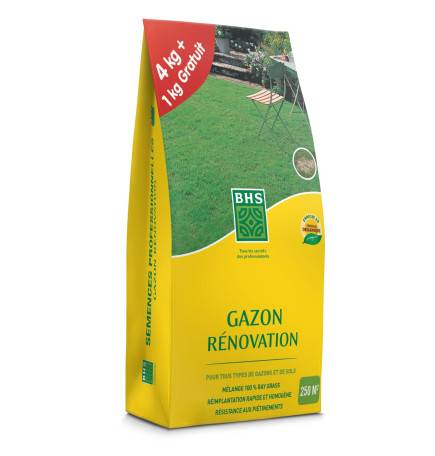 Gazon Rénovation marque BHS, sac de 5 kgs dont 1 gratuit