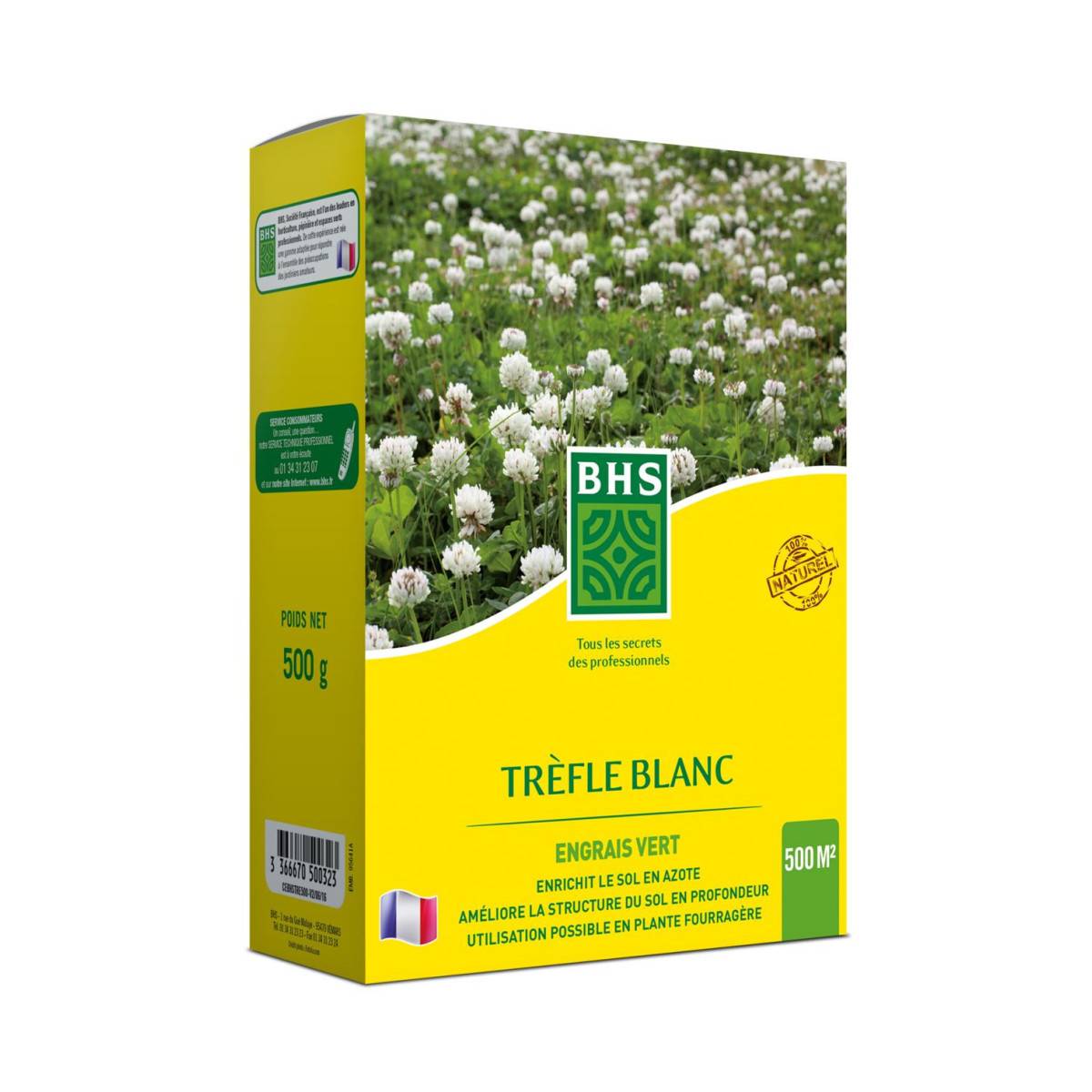 Trefle Blanc BHS , carton de 500grs , 500m²