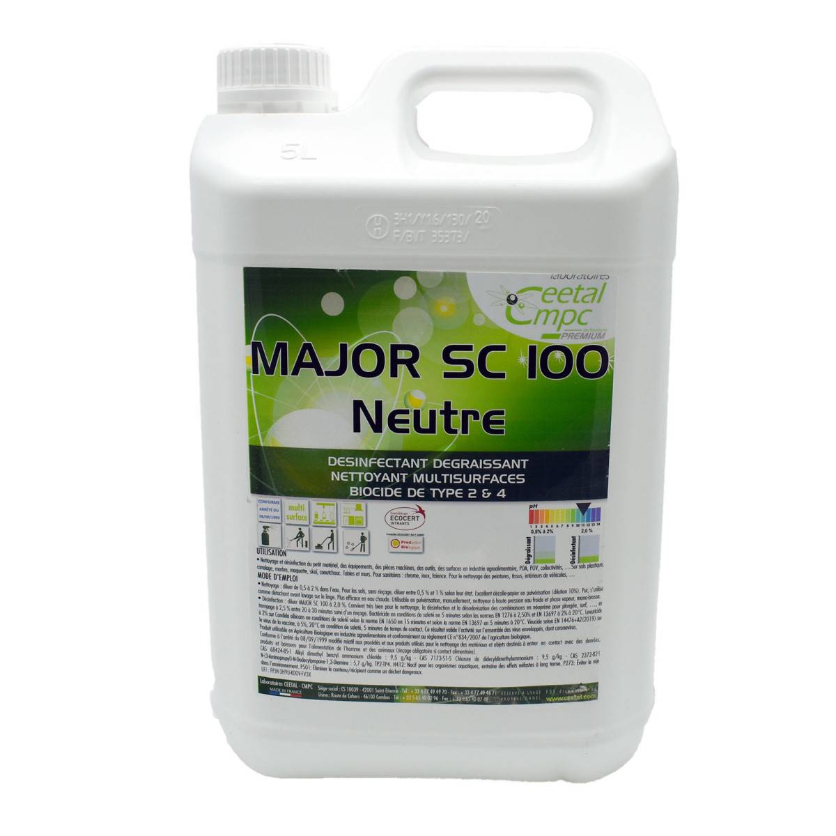 Nettoyant détergent multi surfaces MAJOR SC 100 , bidon de 5L