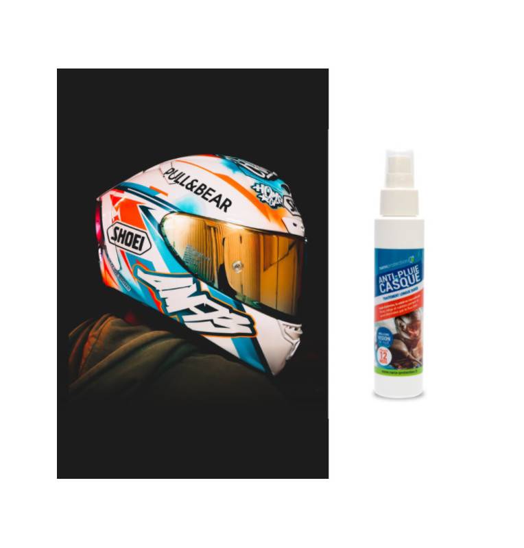 Traitement Anti pluie Casques spécial visières et bulles moto 100ml