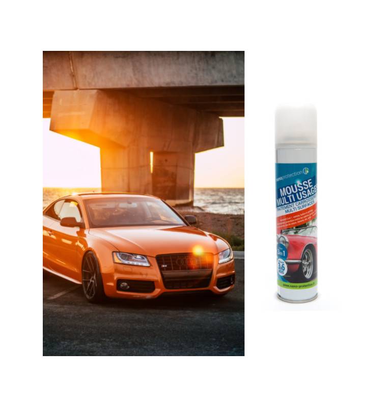 MOUSSE MULTI USAGES- Nettoyant à sec et protecteur 3 en 1 pour carrosserie 250ml