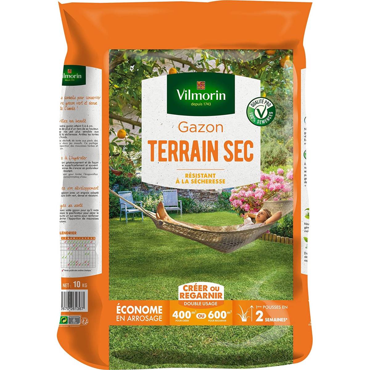 Gazon terrain sec 5 kgs dont 1kg gratuit