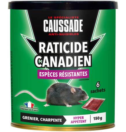 Raticide canadien - Espèces résistantes , boite de 150rgs ( 6 x 25grs)